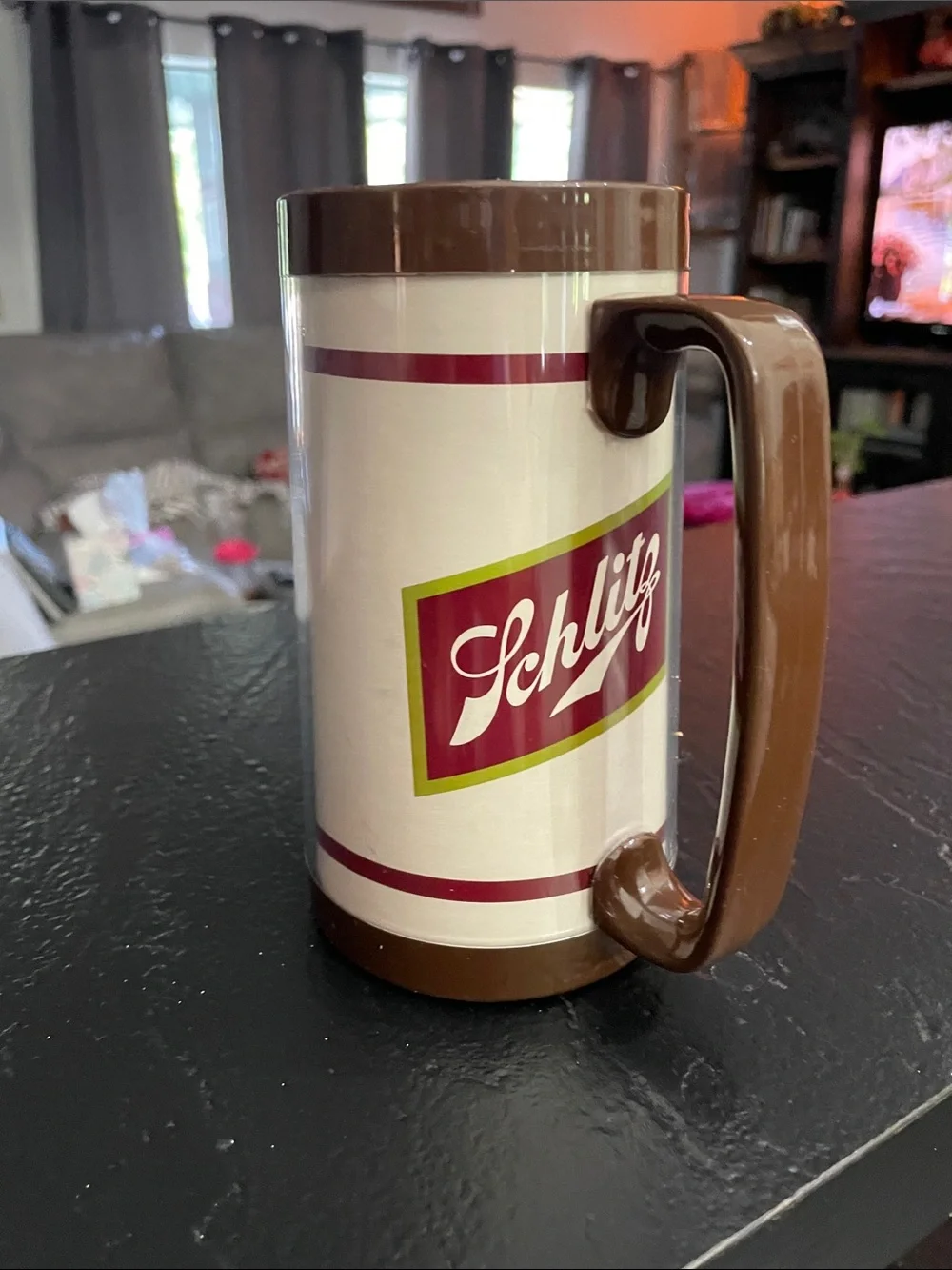 Schlitz Vintage Insulated Travel Mug - Cream & Brown